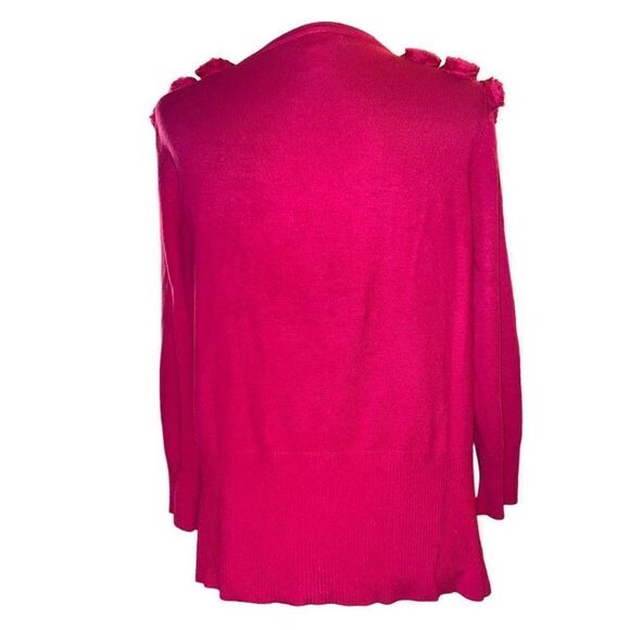 Marisa‎ Christina Pink Cardigan Sweater with Rolled Flower Accent in Size L - Picture 4 of 14